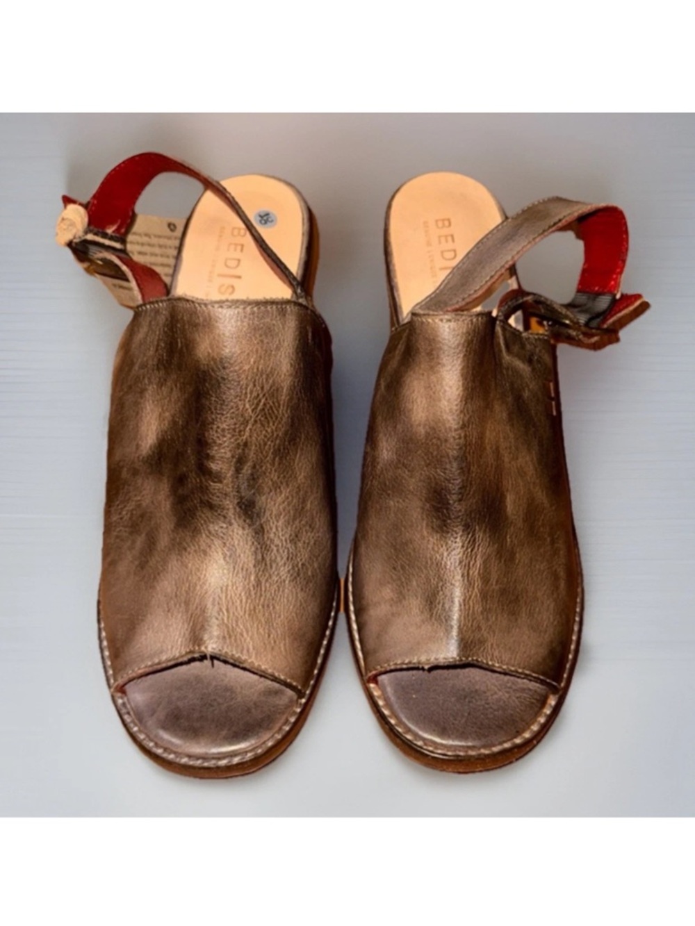 NWT Bed Stu Sierra Women's 8 Distressed Leather Slingback Block Heel Sandal - Picture 2 of 10